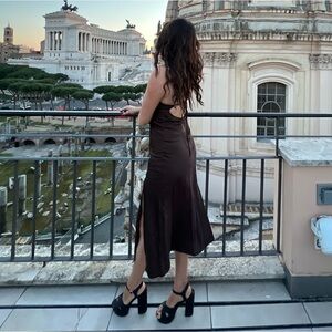 Peppermayo Brown Silky slit maxi dress Size US 6